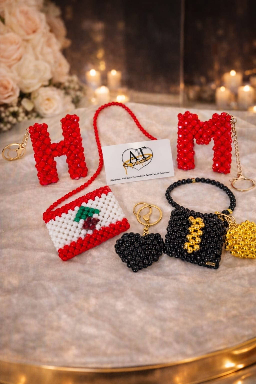 Beaded clutch with intricate handwoven pattern