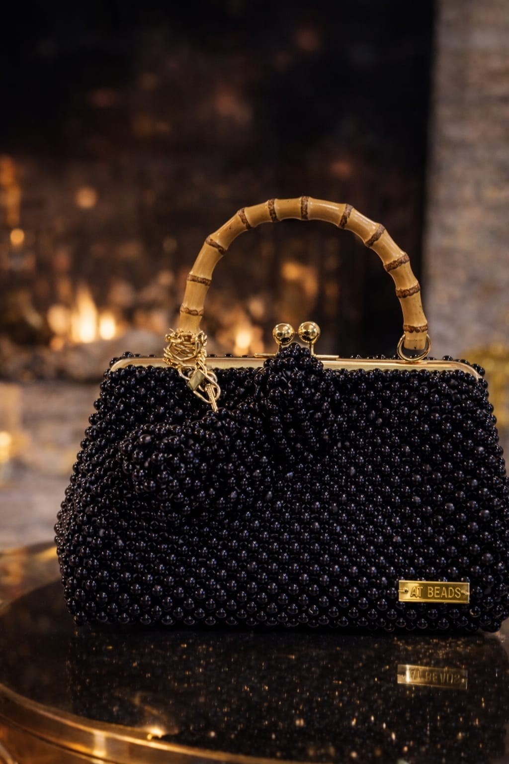 Pearl beaded evening bag