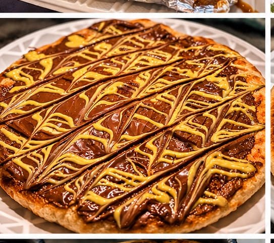Nutella feteer with chocolate stripes