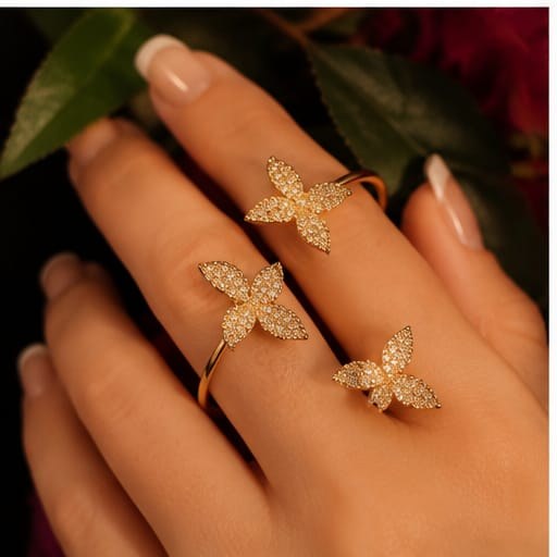 Queena Jewelry butterfly diamond rings