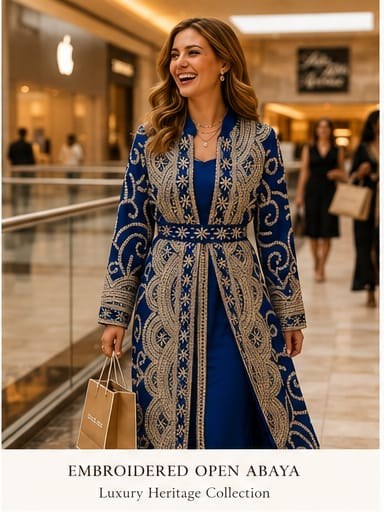 Embroidered open abaya